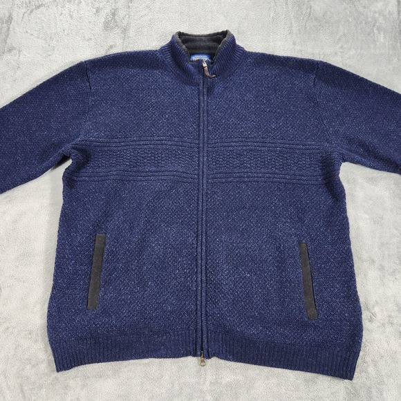 Pendleton Sweater Mens 2XL Blue Full Zip Mock Neck Shetland Wool Knit Cardigan - Picture 2 of 9